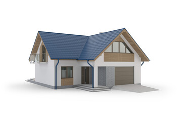 Modern house on transparent background, 3d illustration