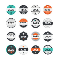 Fototapeta premium Collection of 2025 Year Round Badge Designs for Celebrations.