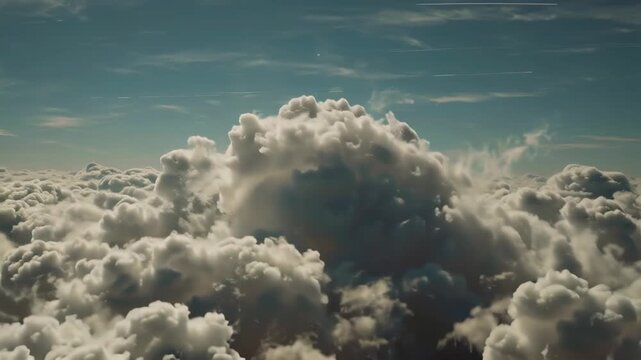 Clouds Above Aerial View of Fluffy Cloudscape, Sky Beauty