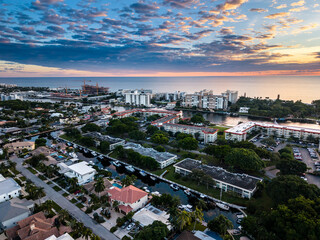 Aerial Drone of Florida, light house pointe, west palm beach, sunrise, beach, lake boca