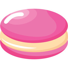 Pink Macaron Cookie With Cream Filling On A Transparent Background Isolated Studio Shot Of A Sweet Pastry