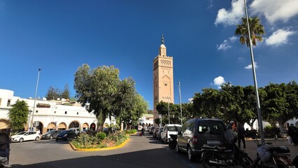 Obraz premium Historic Streets and Traditional Architecture of the Habous District – Casablanca, Morocco November 13, 2025