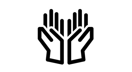 An icon depicting two hands, palms facing upwards, symbolizing giving, receiving, or offering support.