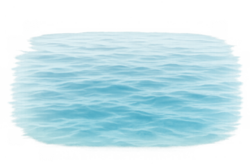 Water surface rippling with blue aqua liquid texture, creating a clear calm pool on transparent background