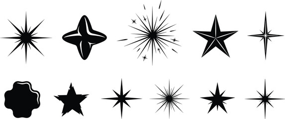 Obraz premium Collection of Diverse Starburst and Star Vector Icons