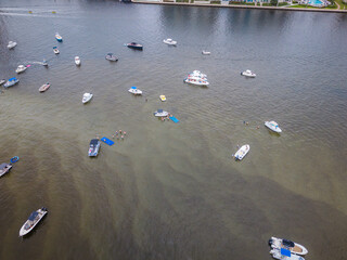 Aerial Drone of Florida, light house pointe, west palm beach, sunrise, beach, lake boca