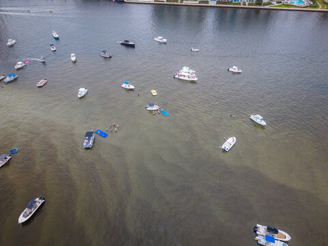 Aerial Drone of Florida, light house pointe, west palm beach, sunrise, beach, lake boca
