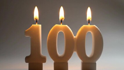 Three Lit Number Candles 100 Celebrate Centennial Anniversary Birthday Party Event Occasion Milestone - Powered by Adobe