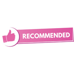 Pink Recommended Stamp With Thumbs Up Icon On Transparent Background Indicating Approval And Positive Feedback