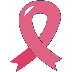 Pink Ribbon Symbol Transparent Background Symbolizing Breast Cancer Awareness Support and Hope