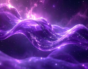 Flowing, ethereal purple waves against a starlit, nebulous backdrop
