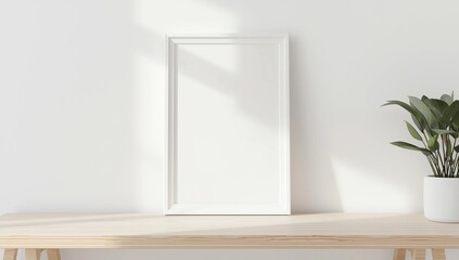 Fototapeta premium Blank picture frame mockup on a wall