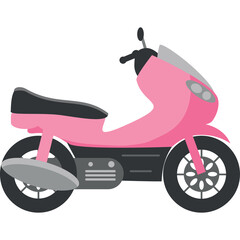 Pink Scooter With Black Seat and Gray Accents on a Transparent Background Ideal for Transportation and Urban Commutes