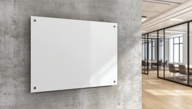 Blank Glass Nameplate sign with Office. 3D Render