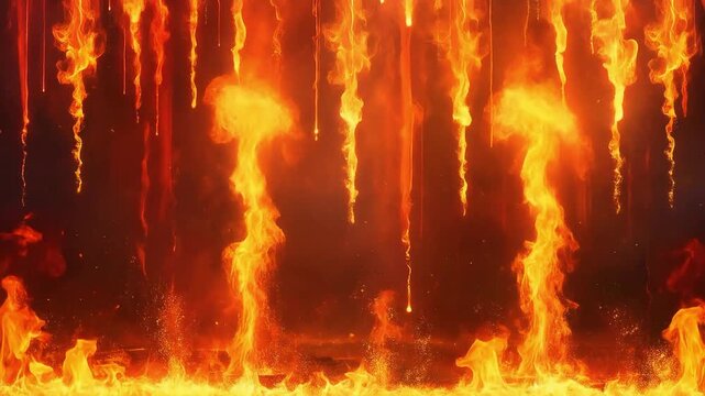 Fiery Inferno: Burning Flames and Erupting Lava Background Animation