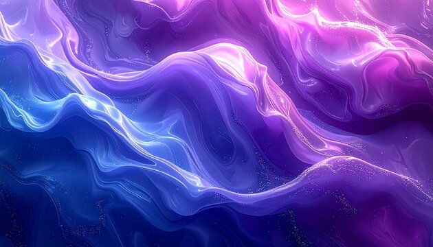 Flowing, layered abstract rendering of waves in blue, purple, and pink