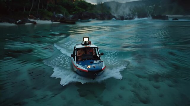 Amphibious Vehicle in Tropical Sea Island Adventure