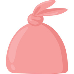 Pink Soft Round Pouch with Knot Tie Top Transparent Background Illustration