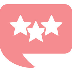 Pink Speech Bubble With Three White Stars Inside On Transparent Background For Rating Or Feedback Concept