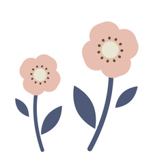デフォルメ調のかわいいお花のイラスト素材