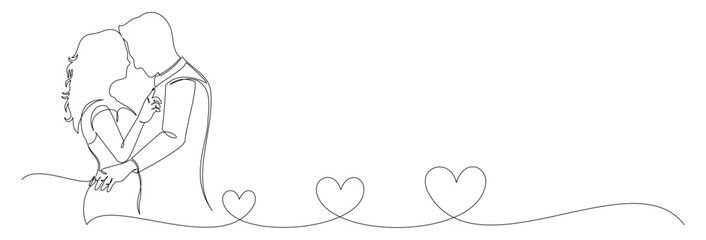 Continuous line drawing of romantic couple vector illustration 3.eps