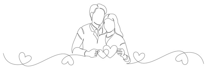 Continuous line drawing of romantic couple vector illustration 6.eps