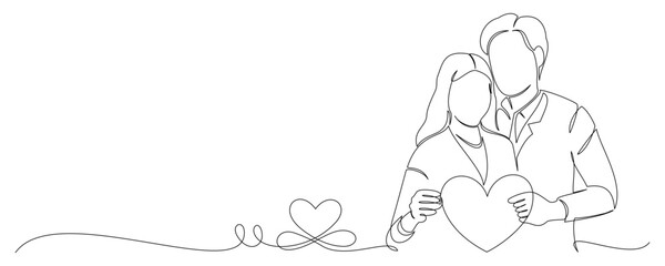 Continuous line drawing of romantic couple vector illustration.eps