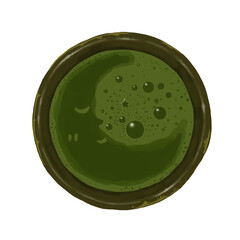 Cute Hand-Drawn Matcha Smile from Top View / 手描きのスマイル抹茶（トップビュー）