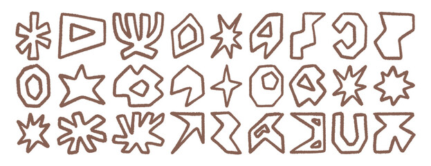 Abstract hand drawn shapes with rough brush stroke, minimal modern cutout style