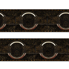 Seamless isolated photo of brown glittered suede leather strap belts with metal clasps on white background.