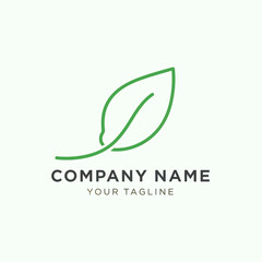Fototapeta premium Minimalist Green Leaf Logo Design for Eco-Friendly Brands.