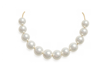 Pearl necklace hanging, displaying luxury fashion jewelry, elegant classic accessory on transparent background