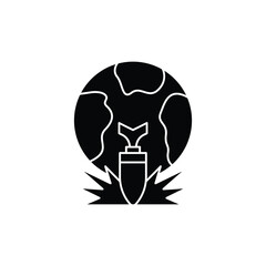 A black silhouette icon depicting a bomb or missile striking the Earth, symbolizing global conflict, war, or destruction.