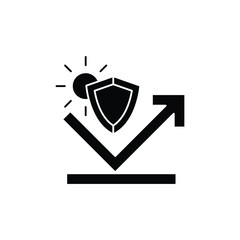 Icon representing sun protection, UV reflection, and shield for safety and durability against environmental elements.