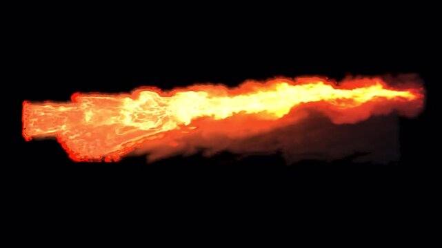 Dual flamethrower jets on transparent background

two parallel bursts of bright flames and smoke firing forward, rendered on transparent background with full alpha channel.
