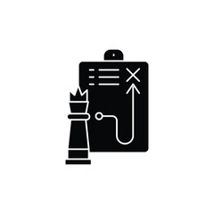 Chess king piece next to a clipboard with a strategic plan, representing business strategy and planning.