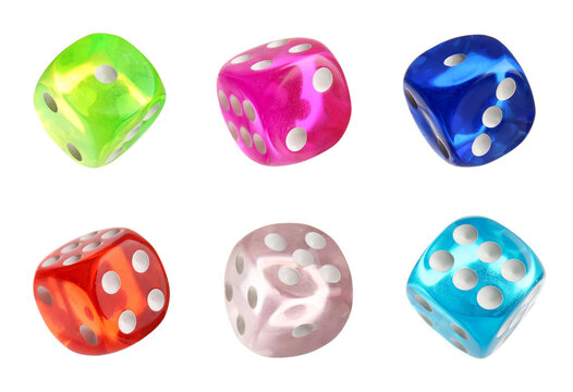 Set of colorful dices on white background