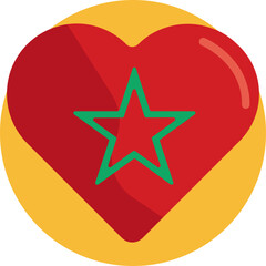 A heart shape featuring Morocco’s green star symbol at the center.