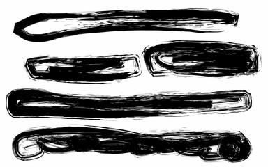 Dynamic Hand-Drawn Black Brushstroke Elements