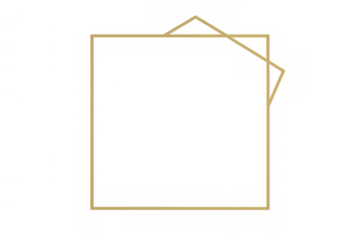 Gold frame forming a unique geometric border with clean lines. Transparent background allows for versatile use in contemporary designs