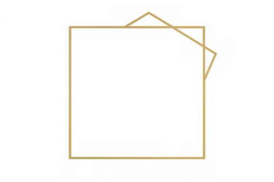 Gold frame forming a unique geometric border with clean lines. Transparent background allows for versatile use in contemporary designs