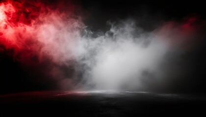 Dramatic red and white smoke billowing across dark textured surface creating moody atmospheric backdrop
