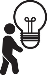 Human figure carrying a lightbulb as a creative idea