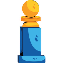 Pixel Art Blue Pawn Chess Piece With Yellow Accent On Top Against A White Background