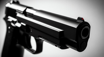 Black handgun with red dot sight
