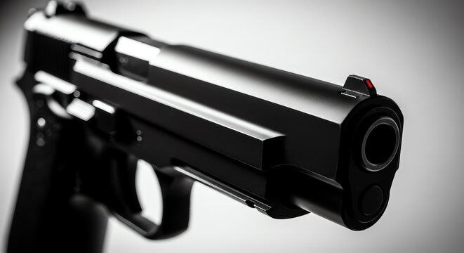 Black handgun with red dot sight