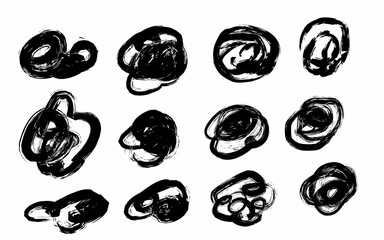 Abstract Black Ink Brush Strokes Collection