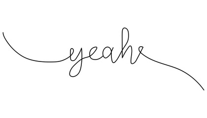 Handwritten word "yeah" in a simple, elegant cursive font on a white background.