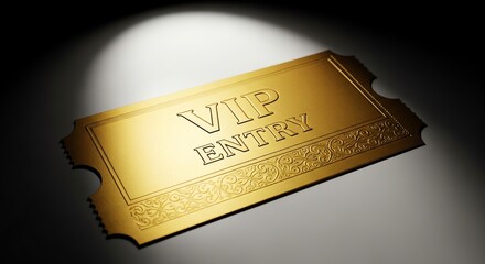 Gold VIP entry ticket with spotlight
