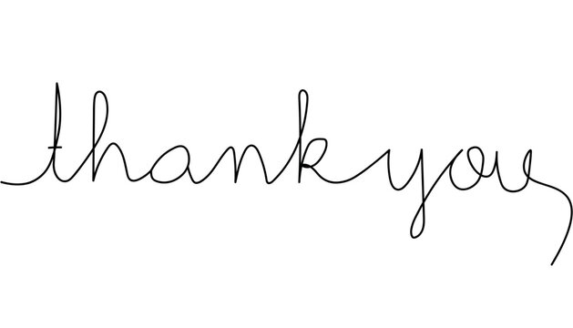 Elegant handwritten "thank you" message in a continuous, flowing script on a clean white background.